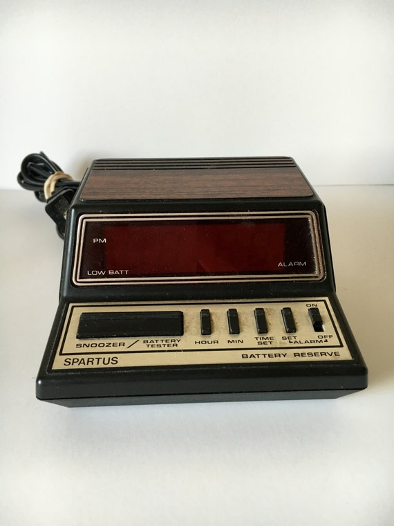 Vintage digital alarm clock. Spartus Alarm clock. Bedside