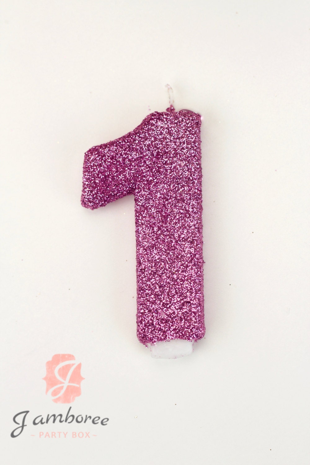 3 Glitter Blush Pink Number 1 Birthday Candle by JamboreePartyBox