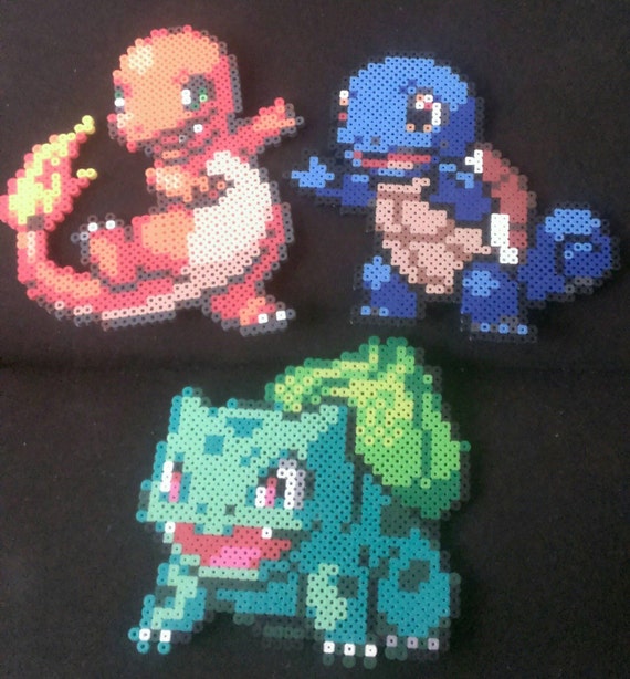 Items similar to Pokemon generation one starters pixel art bead sprite ...