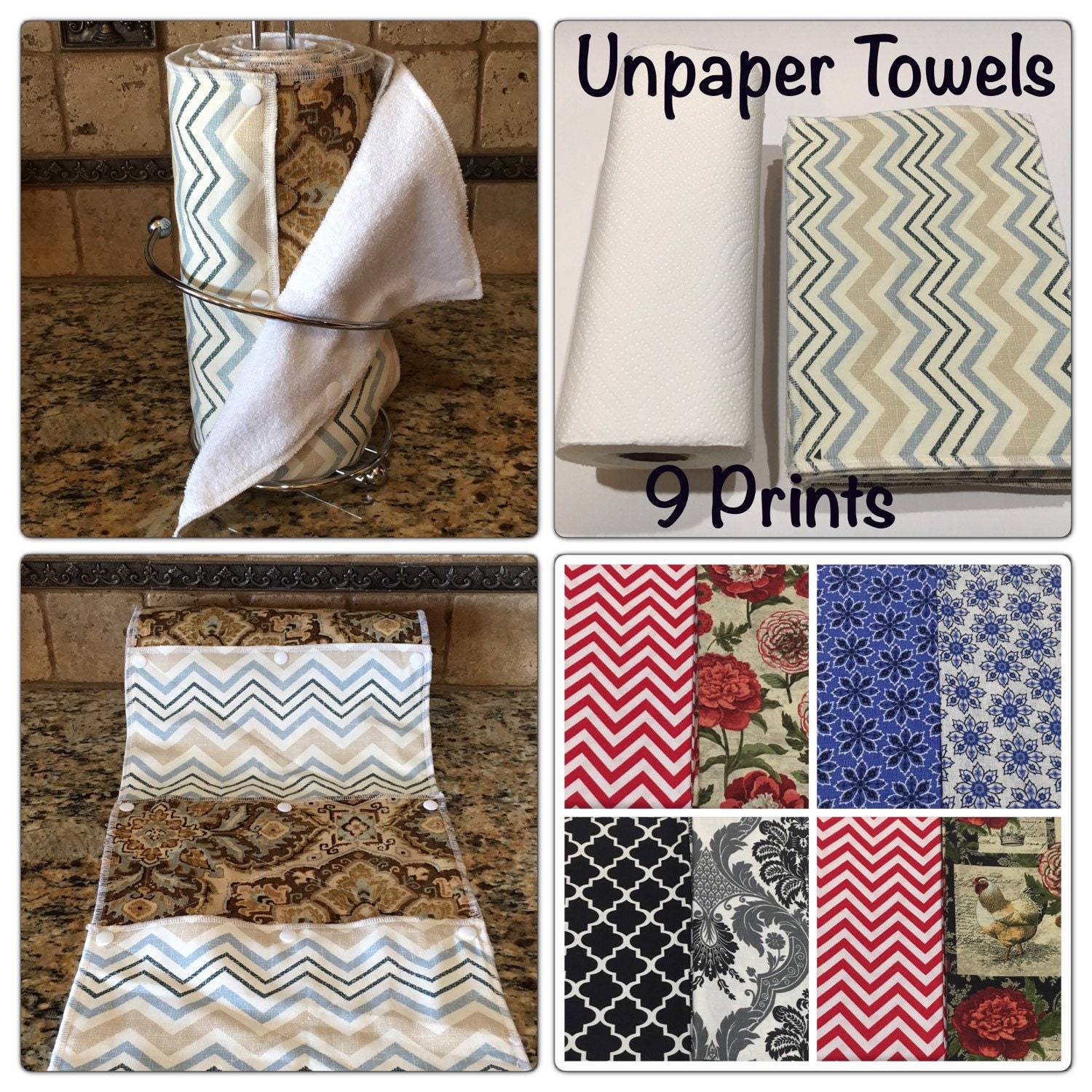 Unpaper Washable Paper Towels 9 prints Eco Friendly