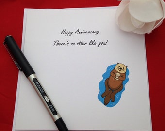 Cute Animal Pun Anniversary Cards, Otter Lovers Card, There Is Not Otter Like You, Handmade Anniversary Cards, Unisex Novilty Cards,