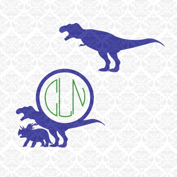 Download Dinosaur Tyrannosaurus Triceratops Monogram Dino SVG DXF