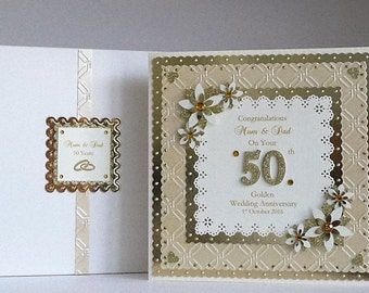 Golden wedding cards | Etsy