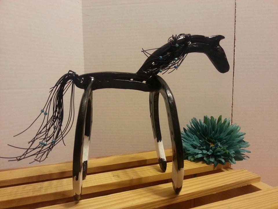 Horse Statue Horseshoe Decor Horseshoe Art Horse Gift