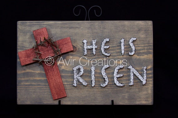 He is Risen Cross & Crown of Thorns String Art