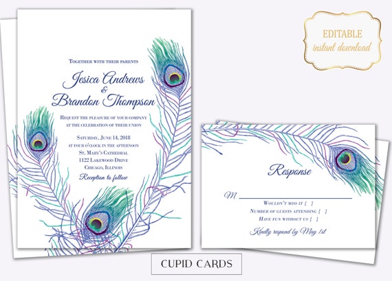 Free Printable Peacock Wedding Invitations 7