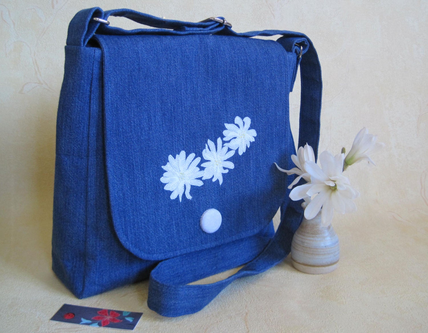 Blue denim crossbody bag shoulder bag crossbody purse made