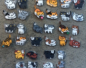 Neko Atsume Inspired CUSTOM Kitty - YOU CHOOSE! Any Common Cat, Any Pose! Phone Charm, Keychain, Pendant, Pin, or Magnet!