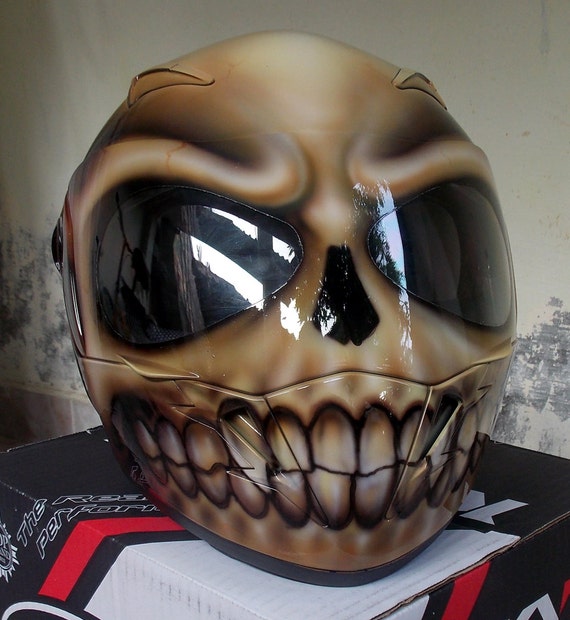 Custom Helmet Made Painted Airbrushed Flaming Skull by skull2210