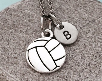 Volleyball necklace, volleyball charm, sports necklace, personalized necklace, initial necklace, monogram
