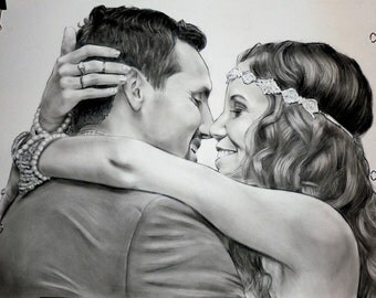 Charcoal Portrait drawing Personalized Birthday gift Custom Portrait From photo Custom sketch Portrait drawing Art from picture Wedding gift