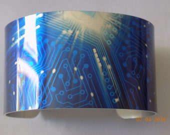 Blue Circuit Board Cuff Bracelet, Sublimation Circuit Board Cuff Bracelet, Cuff Bracelet