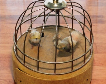 Vintage 1950's Japanese Bird Cage Musical Jewelry Box with Moving Birds 00824
