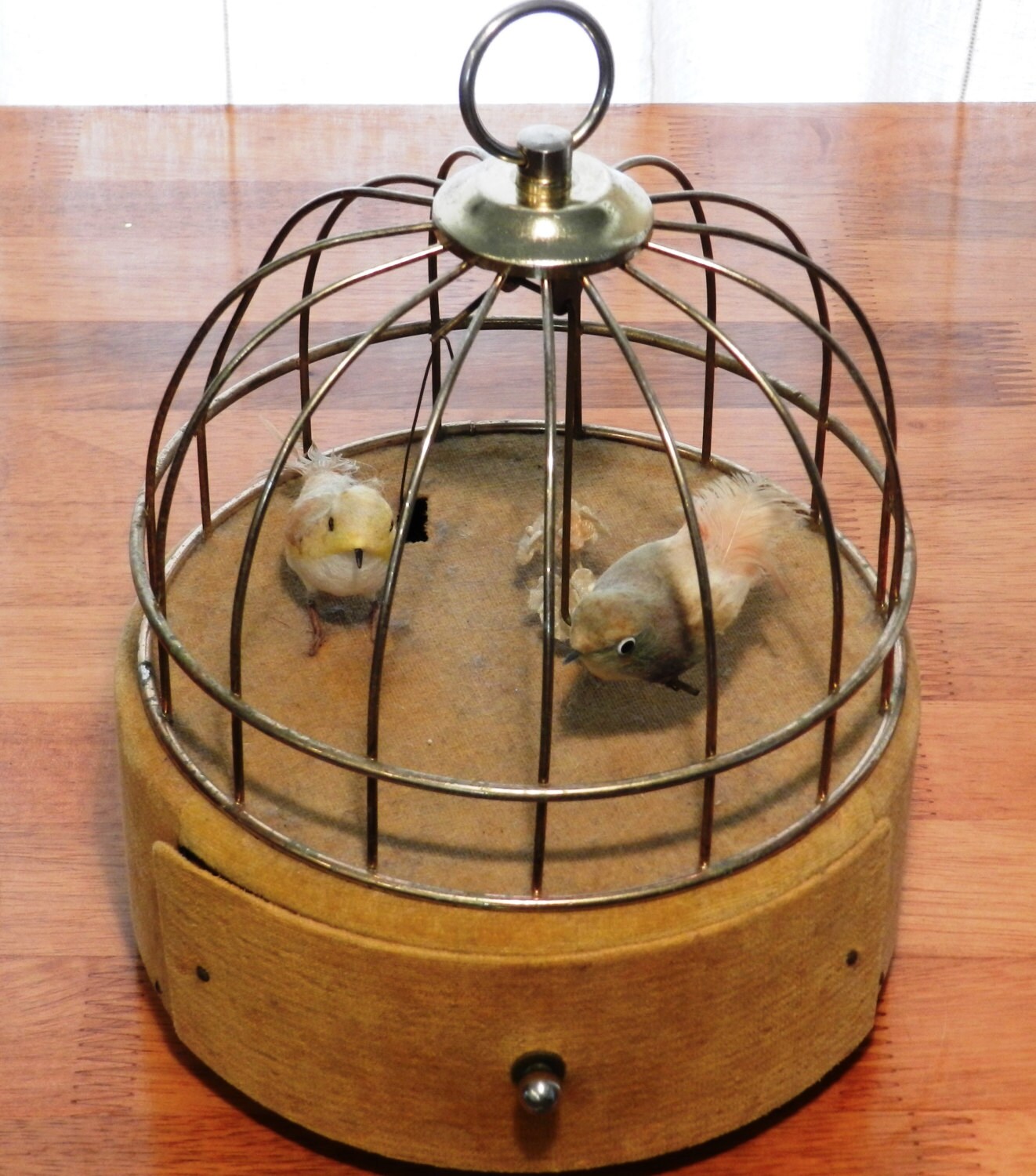 Vintage 1950's Japanese Bird Cage Musical Jewelry Box with