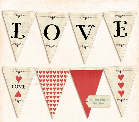 Printable LOVE banner romantic Love garland