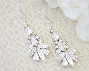 Swarovski rhinestone chandelier, Crystal wedding earring, Statement bridal earring