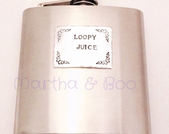 Hand stamped hip flask, personalised whiskey bottle, customised, wedding, best man, liquor flask, alcohol, dad gift, teacher gift, for him