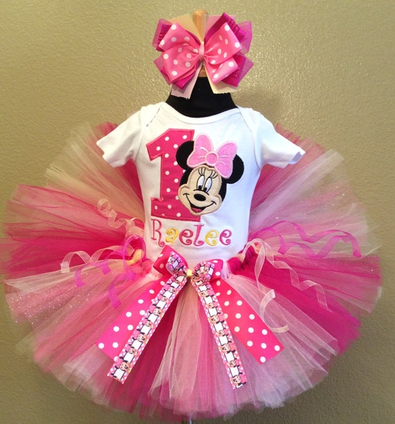 3 Pc Minnie Mouse Face Pink Lemonade Number Tutu Set Top