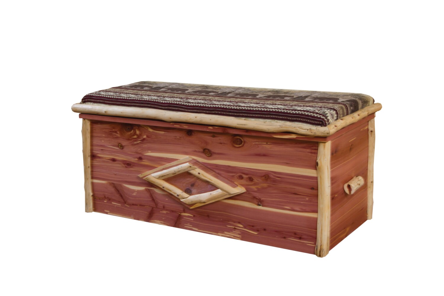 Rustic Red Cedar Log Cushion Top Blanket/Hope Chest with Erie