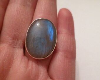 Labradorite ring; size 9 US; 92.5 sterling silver, boho, free shipping, view link to purchase resizing below in item details