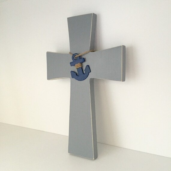 Gray Nautical Cross Anchor Cross Nautical by EthelsGranddaughter