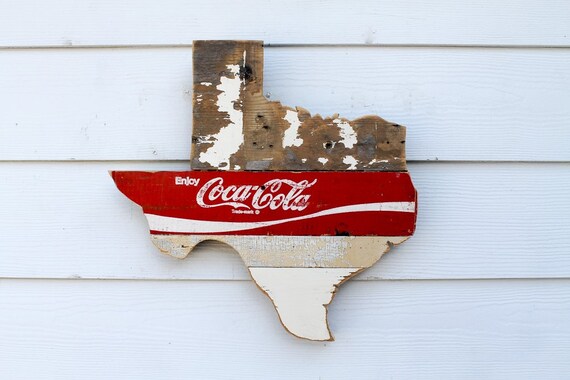 crate vintage coke bottle wooden Rustic Texan Sign, Outline, Reclaimed Wood State Coke Texas Rustic crate vintage coke bottle wooden Rustic Texan Sign, Outline, Reclaimed Wood State Coke Texas Rustic