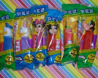 Vintage 1990s Disney Pez Dispensers Lot of 6 (Mickey, Minnie, Donald, and more)