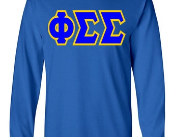 Phi Sigma Sigma Jumbo Twill Long Sleeve Tee (Royal/Light Gold)