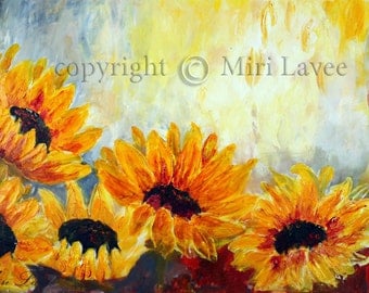 Paintings on Canvas, Large Wall Art Canvas, Oil Painting Canvas, Sunflower Painting Abstract, Textured Art Painting Landscape