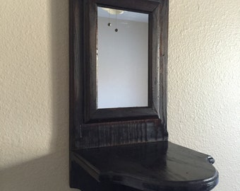 Vintage Wood Mirror/ Long Mirror/Wall Mirror /Rustic Decor/Handmade/ Candle Mirror/Candles Holders/Wall Mirror Shelf/Home Decor/N-1