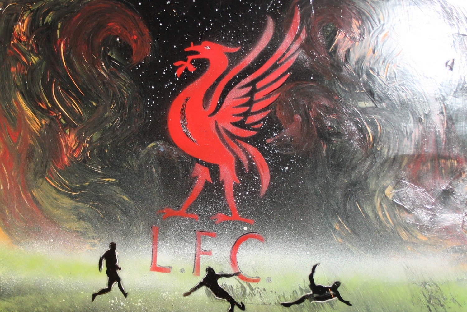 Modernist Oil Painting Liverpool FC Poster Signed