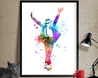 Michael Jackson Poster, Watercolor Painting, Watercolor Art, Wall Art, Wall Hanging, Michael Jackson Art Print, Music Poster, Decor(235)
