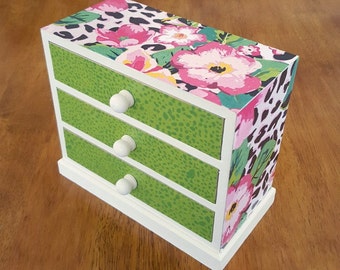 Wood jewellery box, wooden jewellery box, chest of drawers, wooden trinket box, wood keepsake box, jewellery organiser, jewelry storage