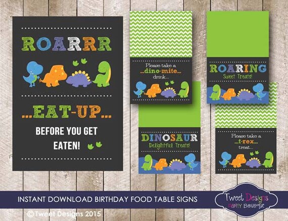 Free Printable Dinosaur Food Signs