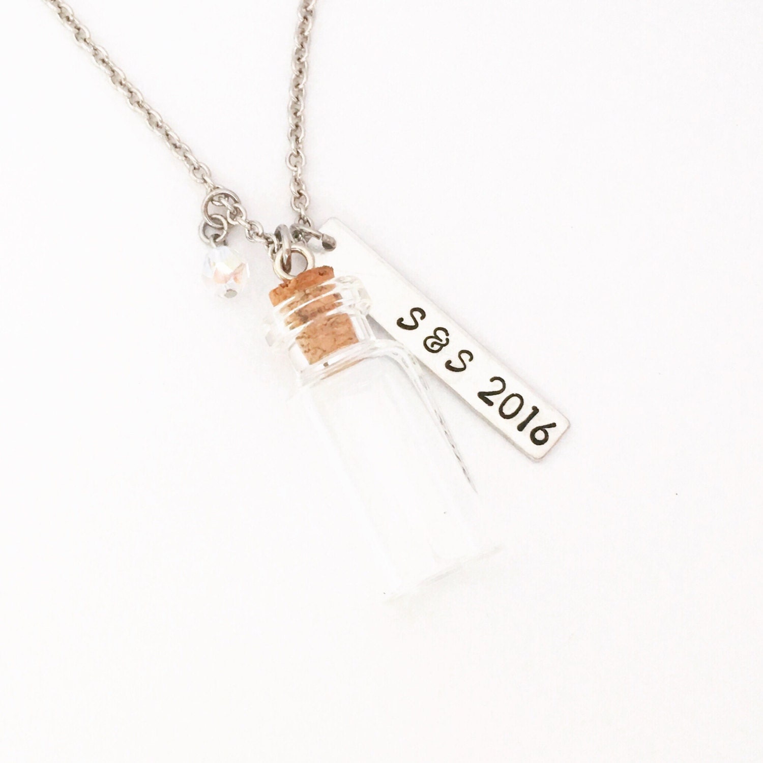 Personalized Bottle Necklace Personalized Honeymoon Necklace