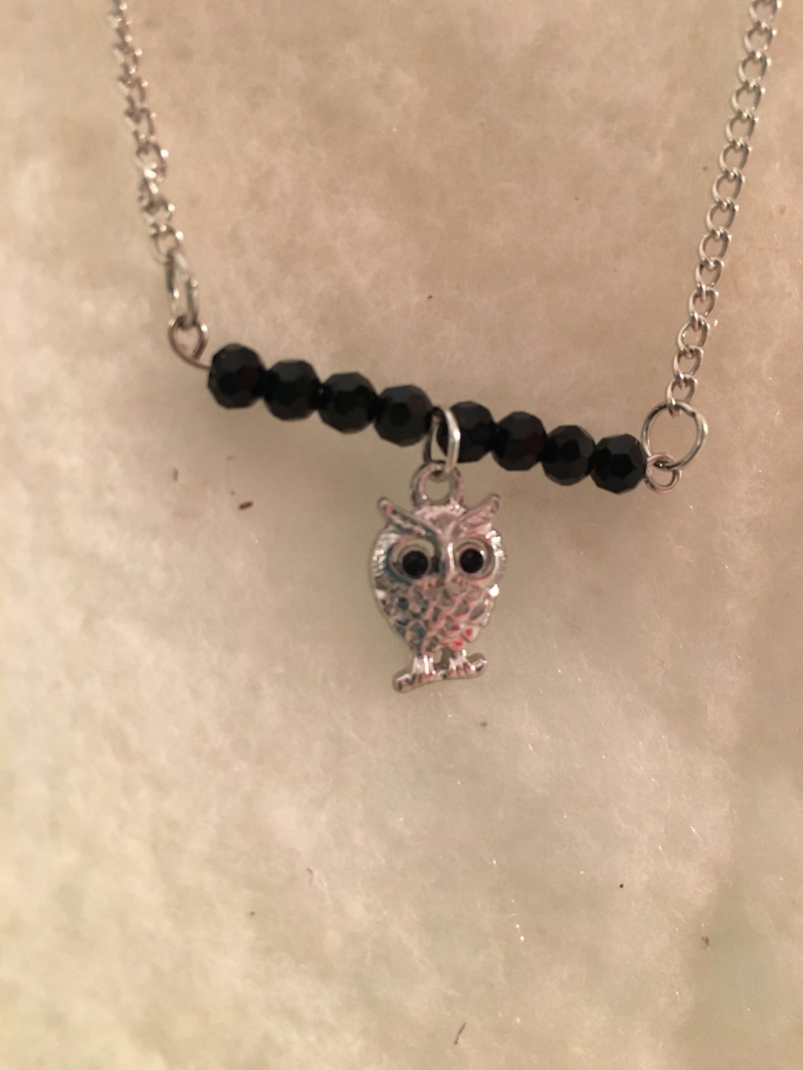 Beaded Owl Charm Necklace