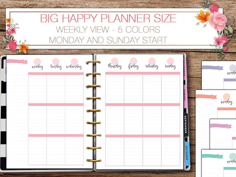 Happy planner printable weekly planner inserts Big Happy