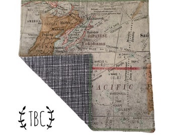 World Map Handkerchief - pocket square - edc - hanky - mens gift