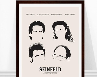 Seinfeld Print, Seinfeld Poster, Minimalist Portrait Art, Seinfeld Silhouettes, 1990s TV Show