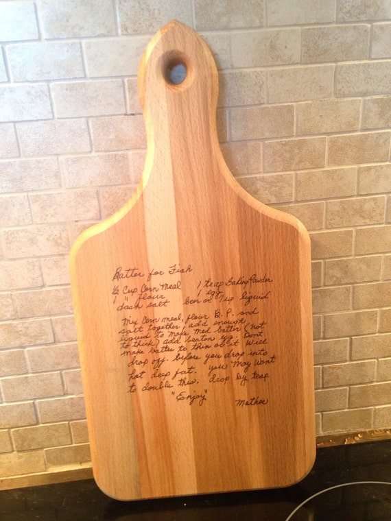 Wood Burned Recipe Cutting Board Handwritten