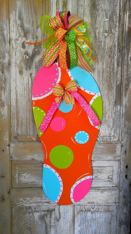 Large Flip Flop Door Hanger by SpecialgiftsbyTammy on Etsy