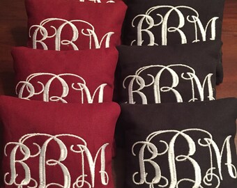 Corn Hole Bags embroidered monogrammed cornhole bags monogram wedding