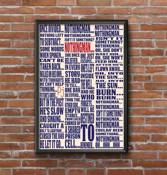 Nothingman Pearl Jam Lyric Typography Fine Art by JBRPosters