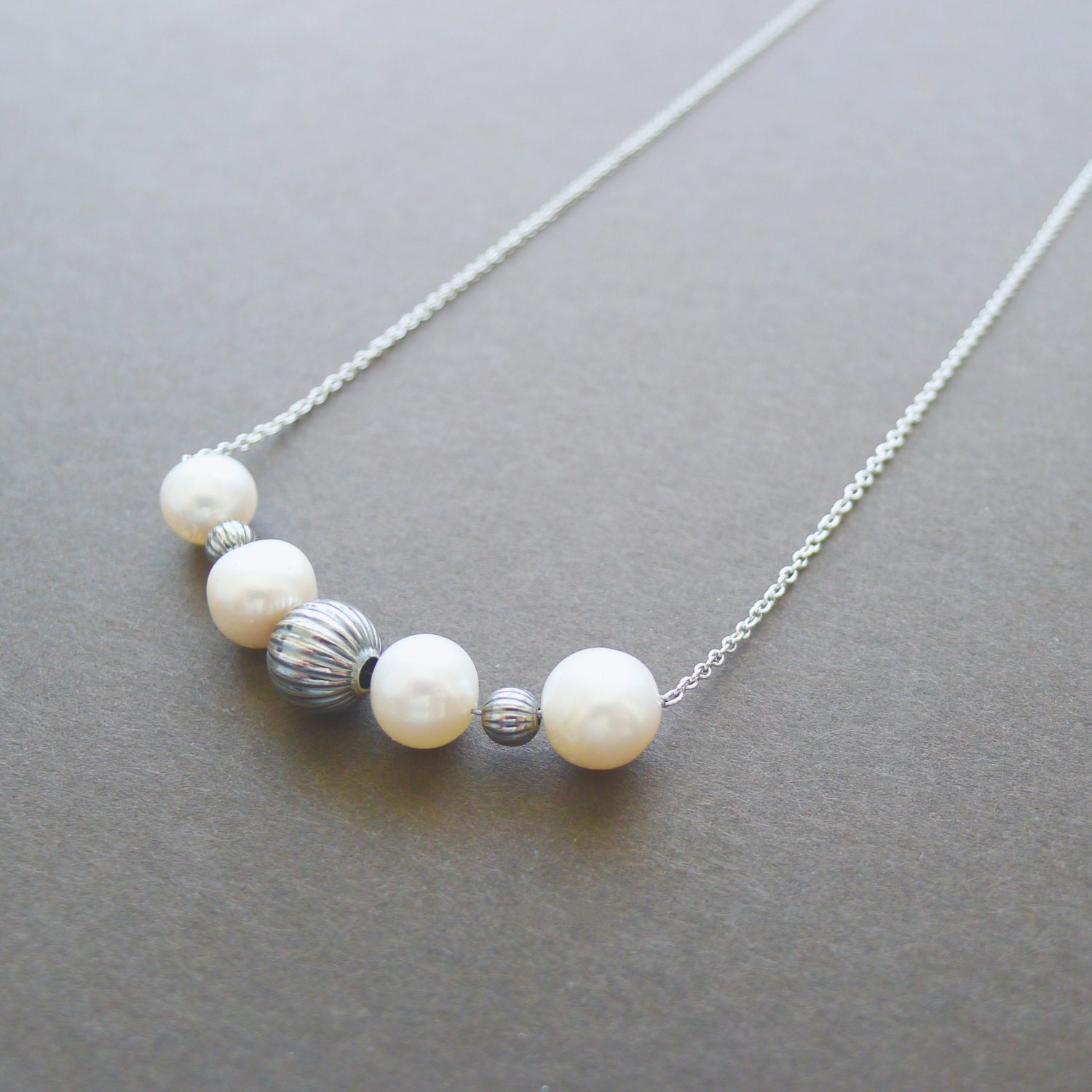 Sterling Silver Minimalist Necklace, Modern Pearl Necklace, Pearl Necklace, Simple Necklace, Minimalist Jewelry, Freshwater Pearls