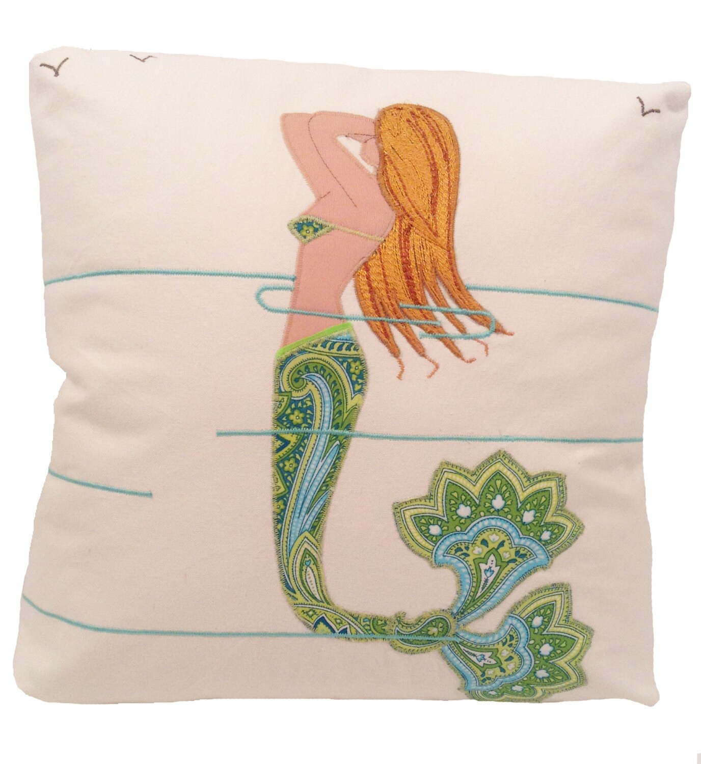 Throw Pillow Cover Mermaid 16x16Handmade Decorative