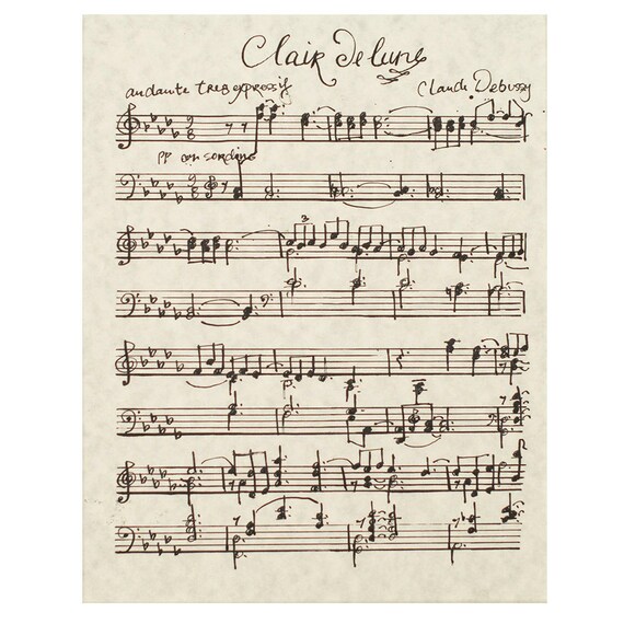 Clair de Lune by Claude Debussy Handwritten Sheet Music: