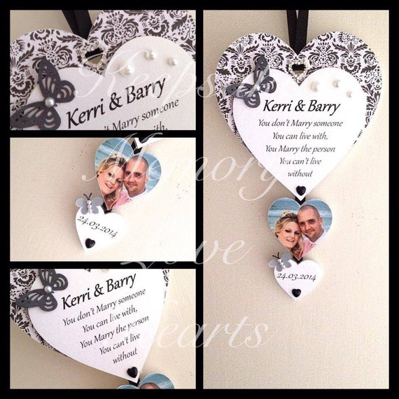 Wedding gift for couple personalised wooden keepsake heart