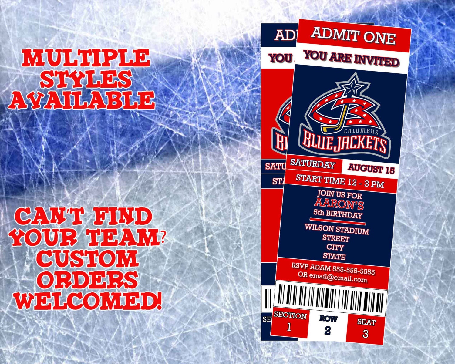 Columbus Blue Jackets Ticket Invitation