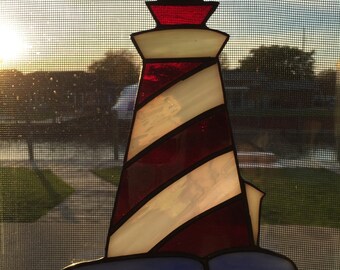 Lighthouse stained glass sun catcher