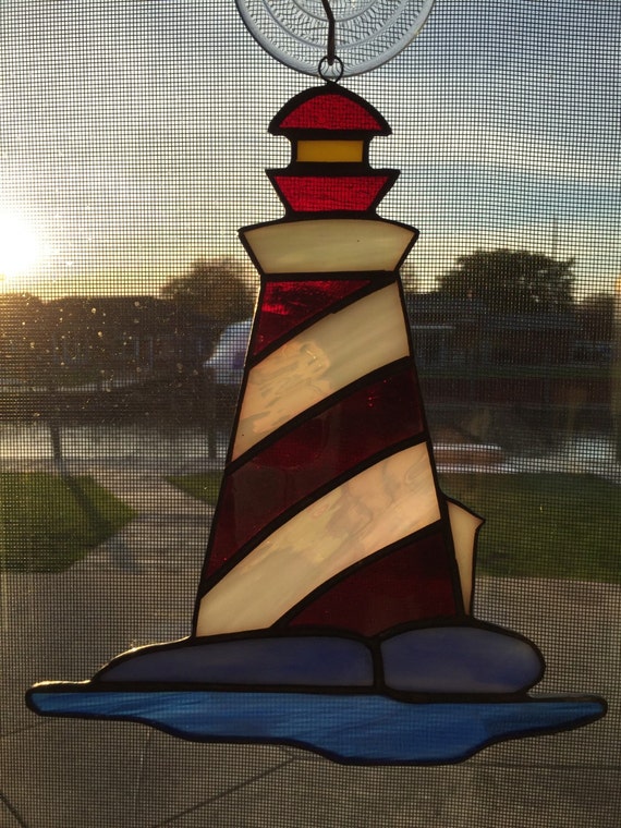 Lighthouse stained glass sun catcher